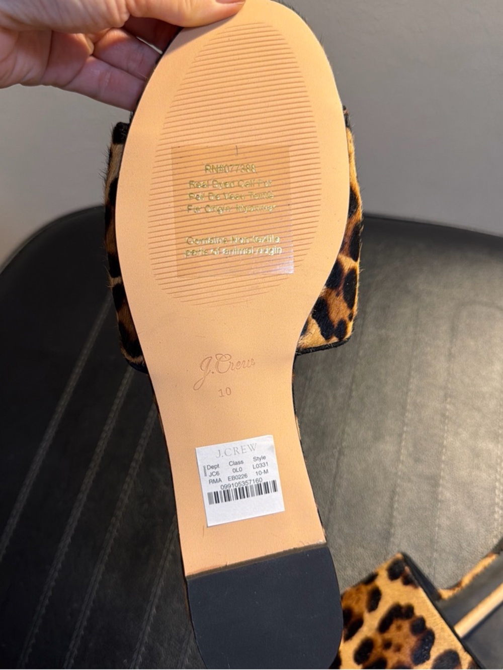 J. Crew Leopard Print Slide Mules in Brown and Black - Picture 3 of 4